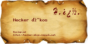 Hecker Ákos névjegykártya